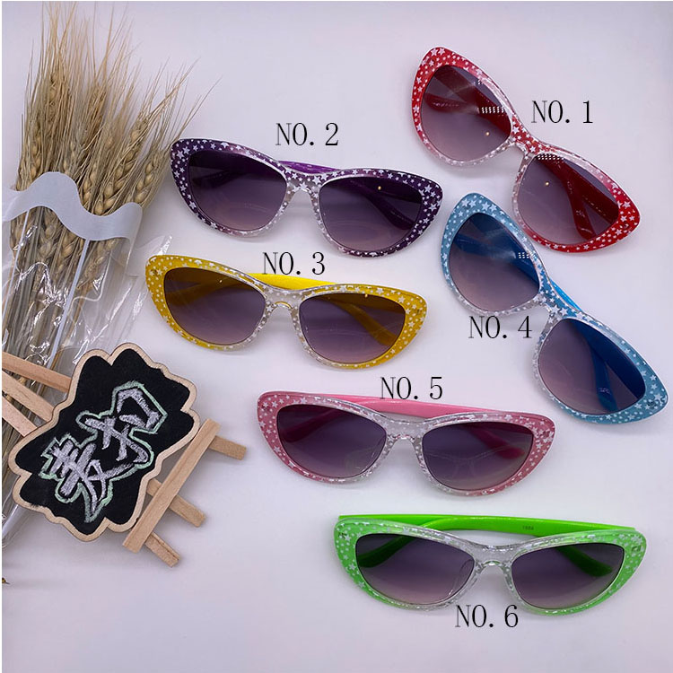 HY1589 Wholesale Fashion Five-Star Paper Transfer Kids Cat Eye Sunglasses Eye Protection