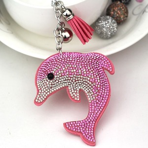 Multi Color Dolphin Keychain Bling Backpack Charm Bag Charms <strong>Fancy</strong> Crystal <strong>Key</strong> Fob Keyrings