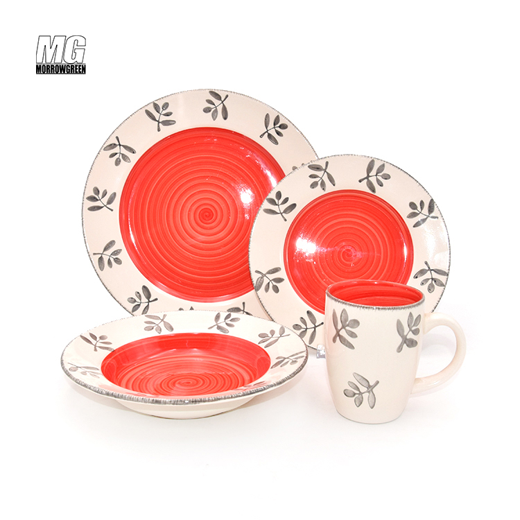 Manufacturer customized unique type pattern ceramic porcelain dinnerware sets without mugs uk