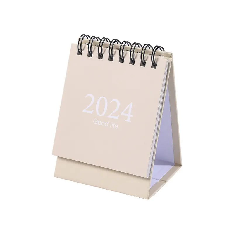 2024 Logotipo personalizado Morandi Mini Calendário de mesa de cor sólida, papelaria, agenda de escritório, agenda de agenda, bloco de notas