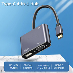 4 en 1 USB 3,0 a HDTV VGA Pantalla de salida dual con audio de 3,5mm/USB OTG Cable Adaptador convertidor de video gráfico multipantalla