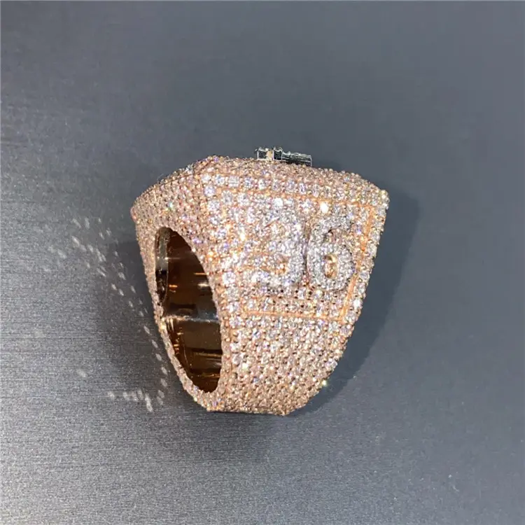 Joyería fina Conjunto de compromiso de moda 18K Chapado en oro 925 Plata de ley VVS Moissanite Diamond Wedding Band Ring para hombres