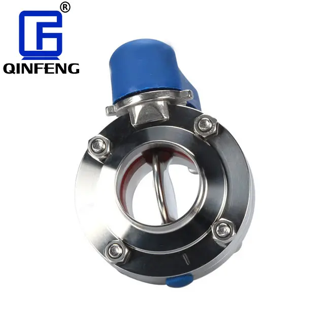 QINFENG Sanitary Stainless Steel Plastic Multi Position Handle Welded Manual Butterfly Valve For Food And Beverage