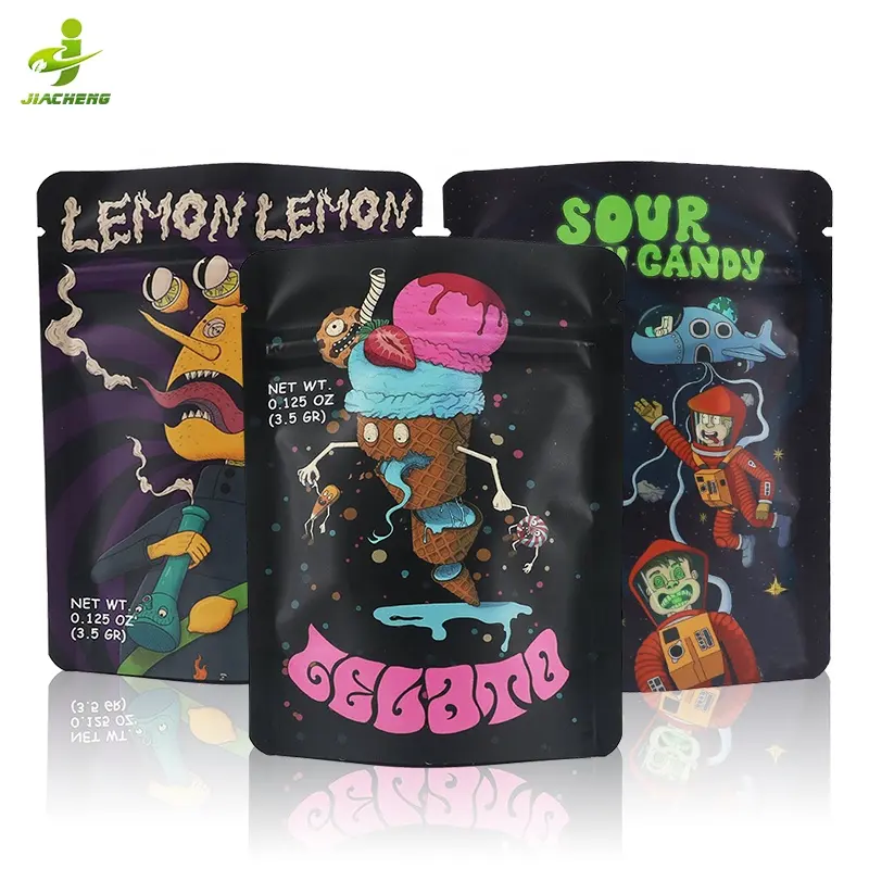 사용자 정의 인쇄 열 봉인 3.5 28g 1 온스 사탕 Doypack 냄새 방지 스탠드 파우치 플라스틱 포장 Mylar Ziplock 가방