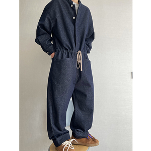 11 oz ağır Denim tek parça kot Retro bahar ilham katı desen dokuma gevşek Fit rahat tarzı tüm maç tasarım - Product Image 4