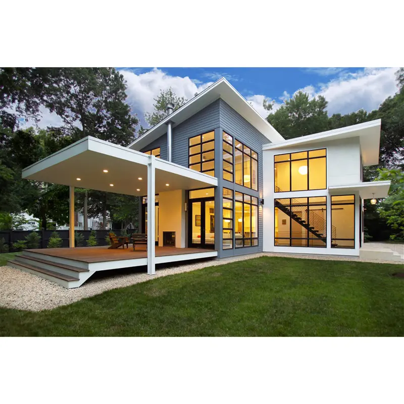 Modüler evler prefabrik çelik yapı lüks Villa yapar çin hafif çelik Modern otel prefabrik Villa 3D Model tasarımı