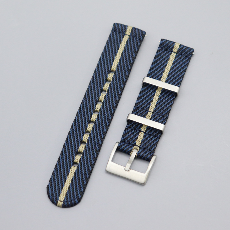 boucle bleu marine et abricot-argent