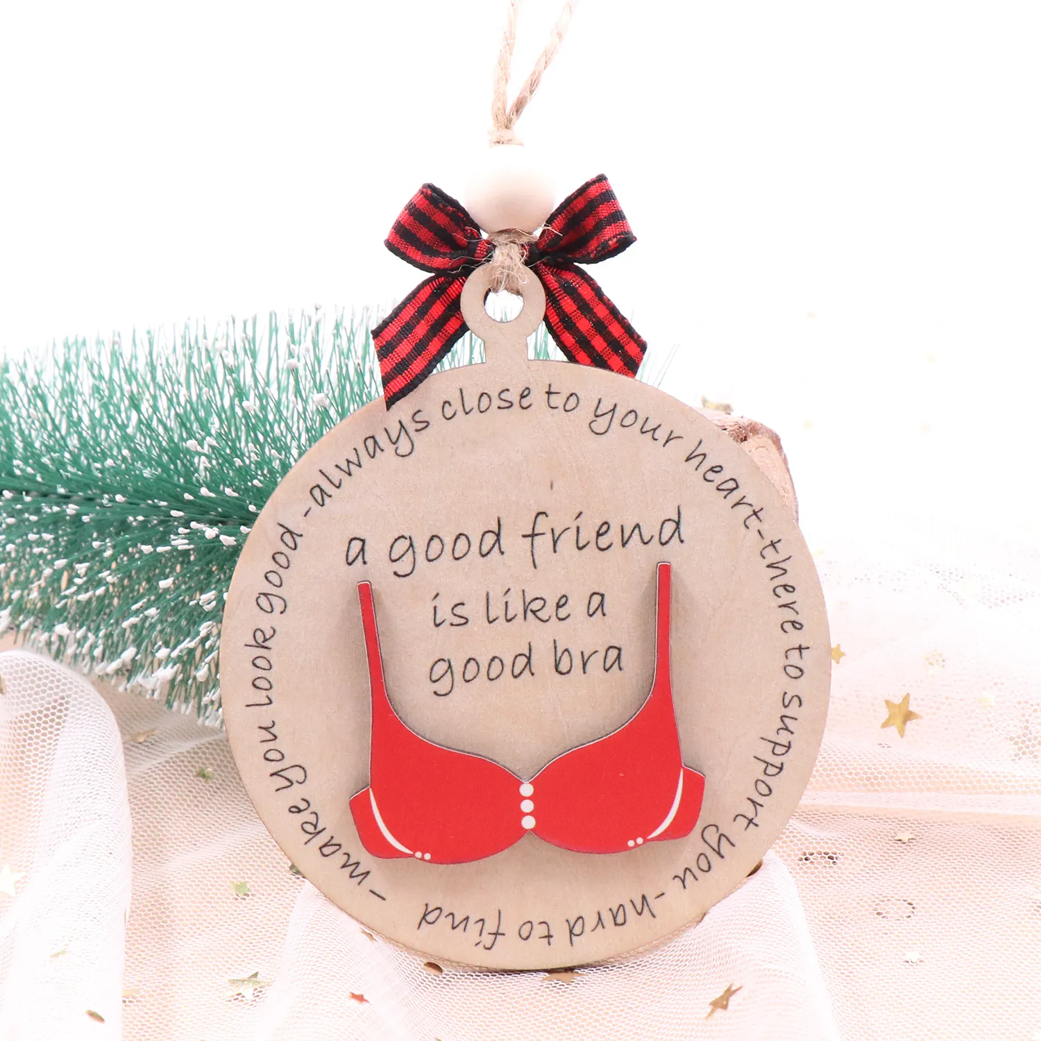 Md148ch1480 1 Stuk Kerstboom Ornament 'Een Goede Vriend Is Als Een Goede Bh Versiert' Cadeau-Idee
