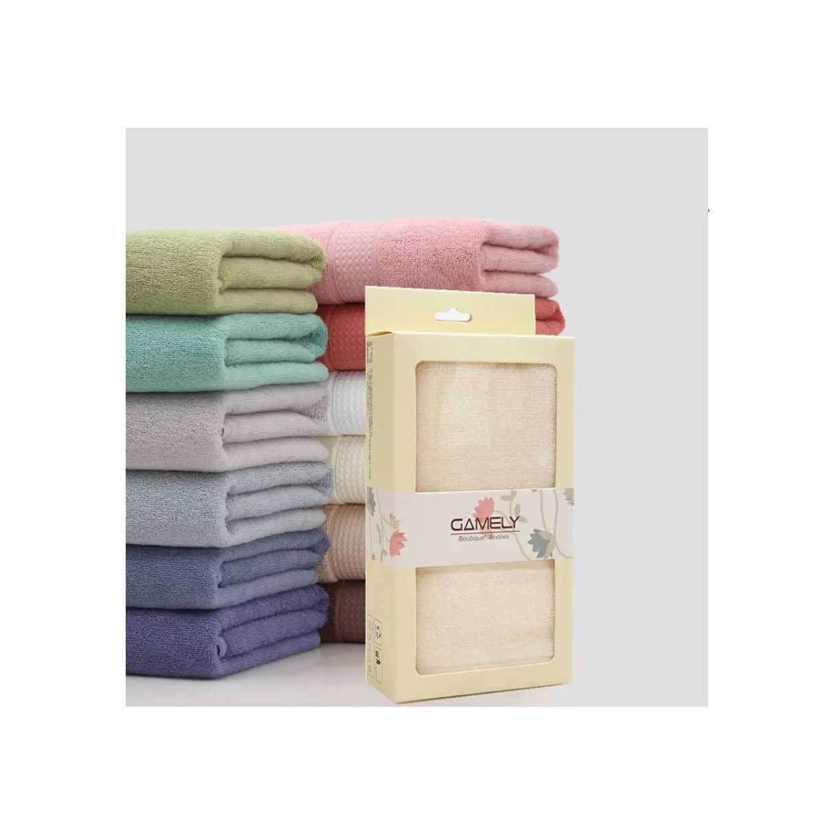 Toalla de cara de algodón Caja de regalo Bolsa de mano de color sólido 1PCS Juego de toallas