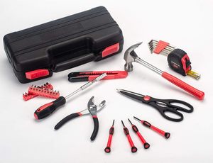 39 Piece <strong>Tool</strong> Set General Household Hand <strong>Kit</strong> With <strong>Red</strong> Plastic Toolbox Storage Case - Product Image 3
