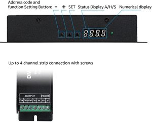 Controlador de luz de tira DMX512, pantalla Digital de 4 canales, 5050 RGBW, decodificador DMX512, tamaño pequeño