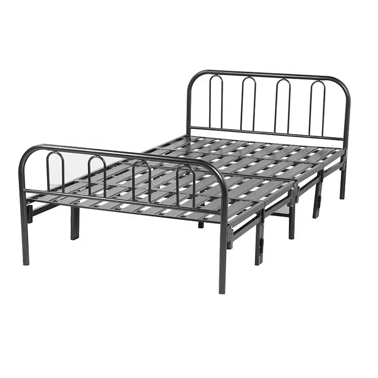 metal single hot selling bedroom furniture double fold up bed cheap hotel-Apartment folding extra bed
