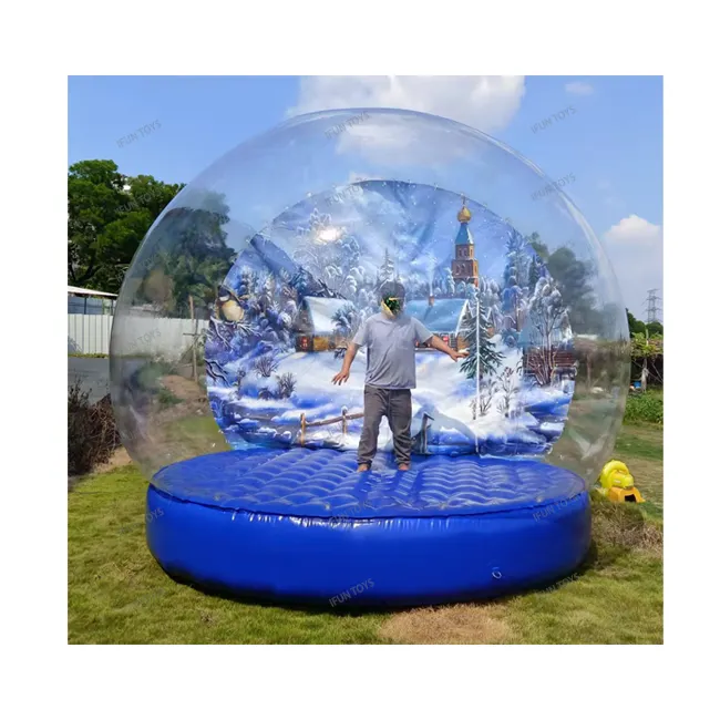 Fondo personalizado de globo inflable gigante para Navidad/evento, fotomatón con nieve soplada