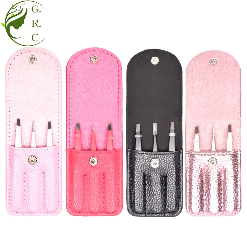 Set Casing Ponsel Desain Baja Tahan Karat Wanita, Pinset Casing Miring Ujung Miring 3 Dalam 1 Desain Kustom Warna