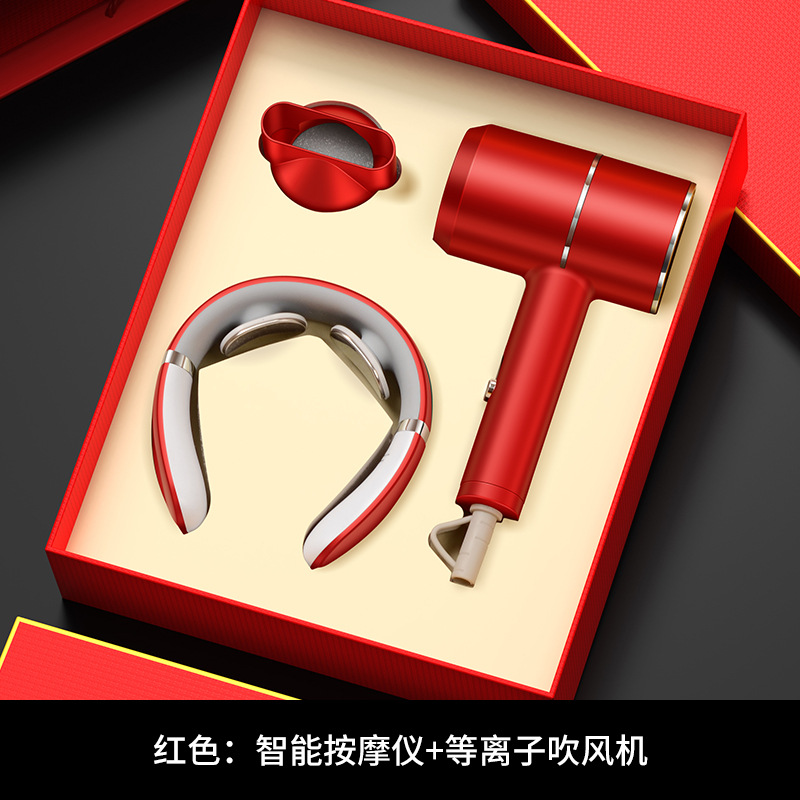 Coffret cadeau masseur sèche-cheveux rouge