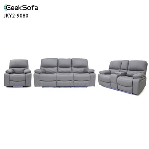 Geeksofa Đồ Nội Thất Da Điện Chuyển Động Điện Ngồi Có Thể Ngả <span class=keywords><strong>Sofa</strong></span> Bộ 3 2 1 Với Giao Diện Điều Khiển Và Gấp Xuống Bảng Cho Phòng Khách - Product Image 1