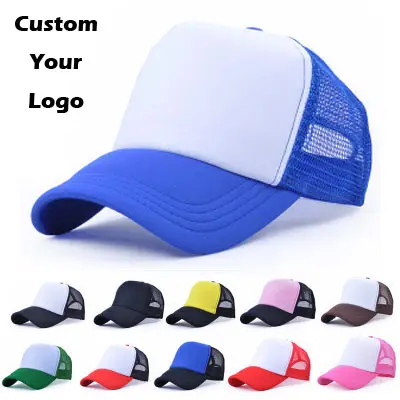 Gorras deportivas de algodón con logotipo bordado personalizado, gorra de béisbol con estampado de logotipo, malla de espuma, 5/6 paneles, venta al por mayor