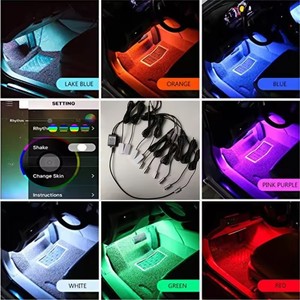 Yüksek kalite 5 in1 RGB LED araç İç atmosfer işıklar 6 in 1 LED şeritler ortam işığı APP uzaktan kumanda - Product Image 3