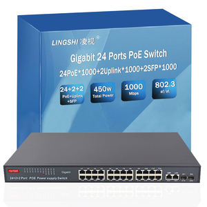 Conmutador POE de red Gigabit de 24 puertos con 2 enlaces ascendentes 2 SFP 10/100/1000Mbps IEEE 802,3 AF/at Power Over Ethernet Sistema de cámara IP - Product Image 2