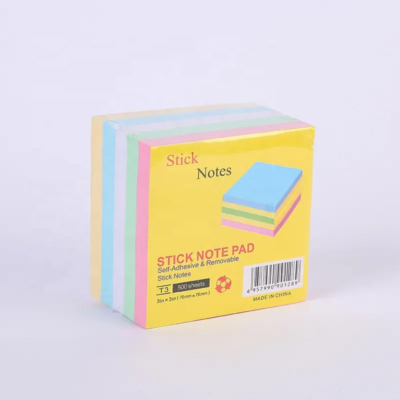 Bloc-notes carré auto-adhésif 76*76mm avec 500 feuilles sans colle Palette en bois Note collante École et bureau
