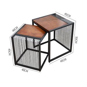 Mesita de noche Industrial para el hogar y la Oficina, juego lateral de apilamiento de café, anidadas, 2 mandos, para sala de estar - Product Image 5