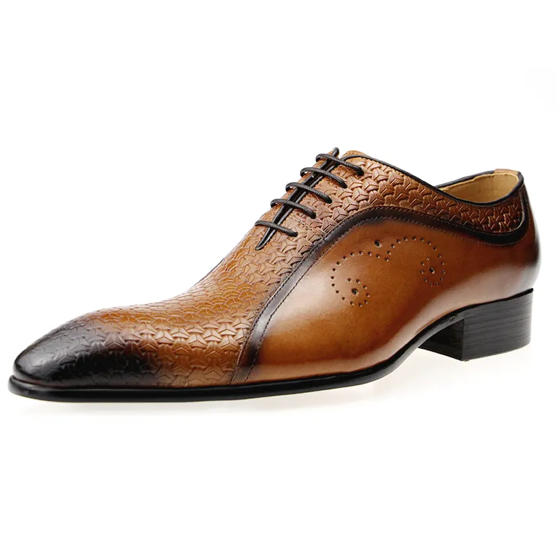 ZAPATOS DE TRABAJO exquisitos para hombre, calzado Oxford de cuero genuino con delicado personalizado, 2023