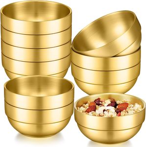 Bát cơm Bát canh để phục vụ salad súp trái cây phở Bát vàng đôi Tường Cách Nhiệt 304 thép không gỉ kim loại Hàn Quốc Đảng - Product Image 1