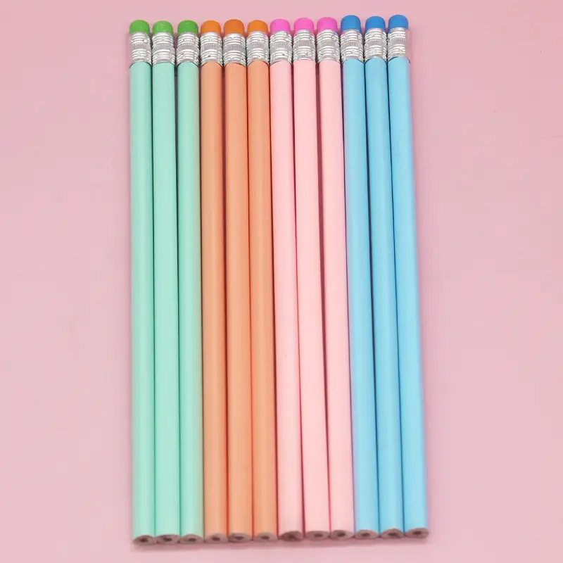Экологически чистые деревянные карандаши, треугольная ручка, дизайн HB, свинцовый сердечник с ластиком, подходит для детей и взрослых