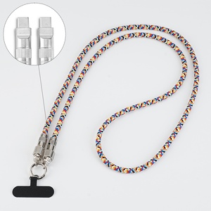 Fashionable Mobile Phone <strong>2</strong> <strong>in</strong> <strong>1</strong> Lanyard PD 60W C to C Charging Cable Zinc Alloy Lock TYPC C Cable for iPhone 16 Pro Max - Product Image 1