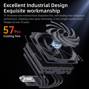 Snowman RGB CPU Air Cooler 6 Tubos de calor de aluminio PWM Ventilador silencioso Procesador de función de luz para computadora PC Solución de refrigeración