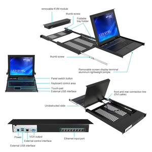 17&quot; <strong>LCD</strong> Extender <strong>KVM</strong> <strong>Switch</strong> Over Ethernet 8 Pack VGA to RJ45 Adapters, MT-VIKI 1U Rack <strong>KVM</strong> Drawer Console, Cat6 <strong>LCD</strong> <strong>KVM</strong> <strong>Switch</strong> - Product Image 5