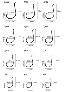 Palmer 7384 1 #-8/0 # Crank bạch tuộc móc carbon cao Cá Chép Cá vòng tròn móc câu cá nước mặn rộng gape Lưỡi Câu Cá 8299 - Product Image 2