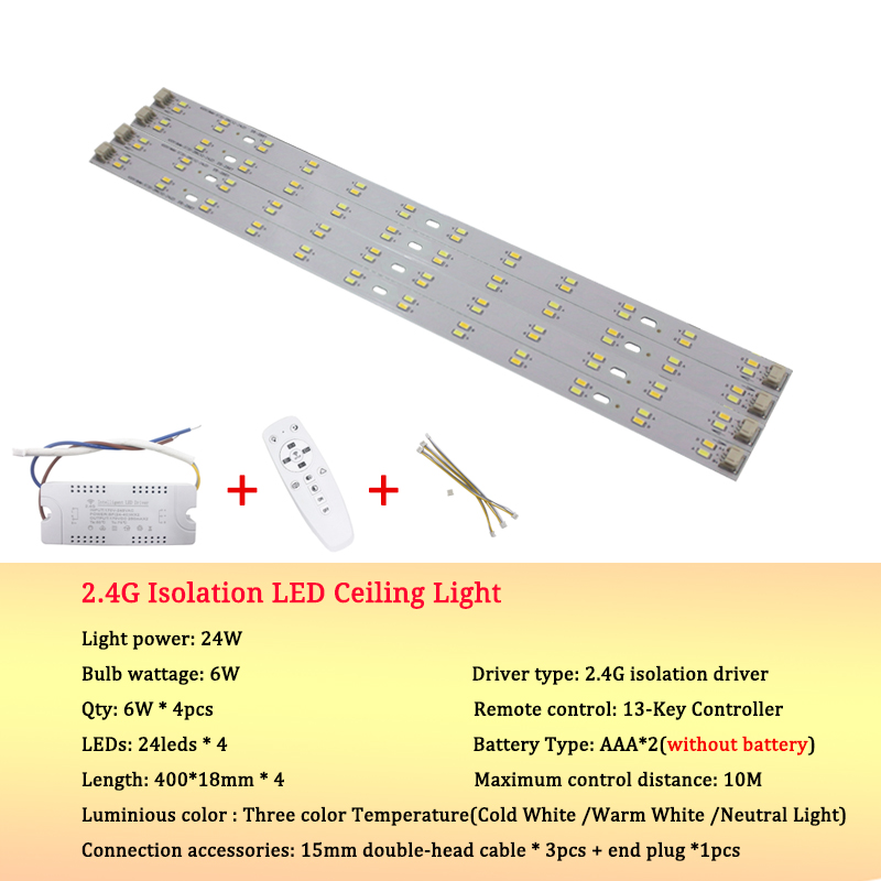 24W dimbare LED-plafondlamp lichtgevend driekleurig aanpassen 5730SMD lichtbronverlichting infraroodregeling slaapkamerdownlight
