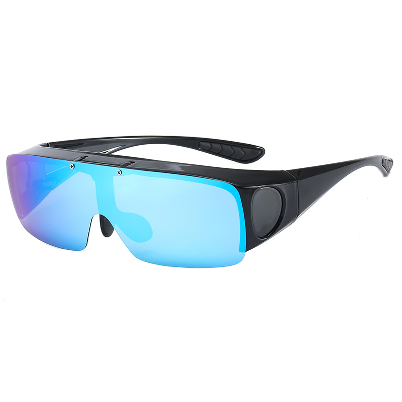 Cornice nera/lente a specchio blu