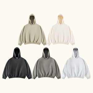 Yeni tasarım özel ağır 500 Gsm damla omuz Hoodie üreticileri boş pamuk boy boxy fit Hoodie erkekler için