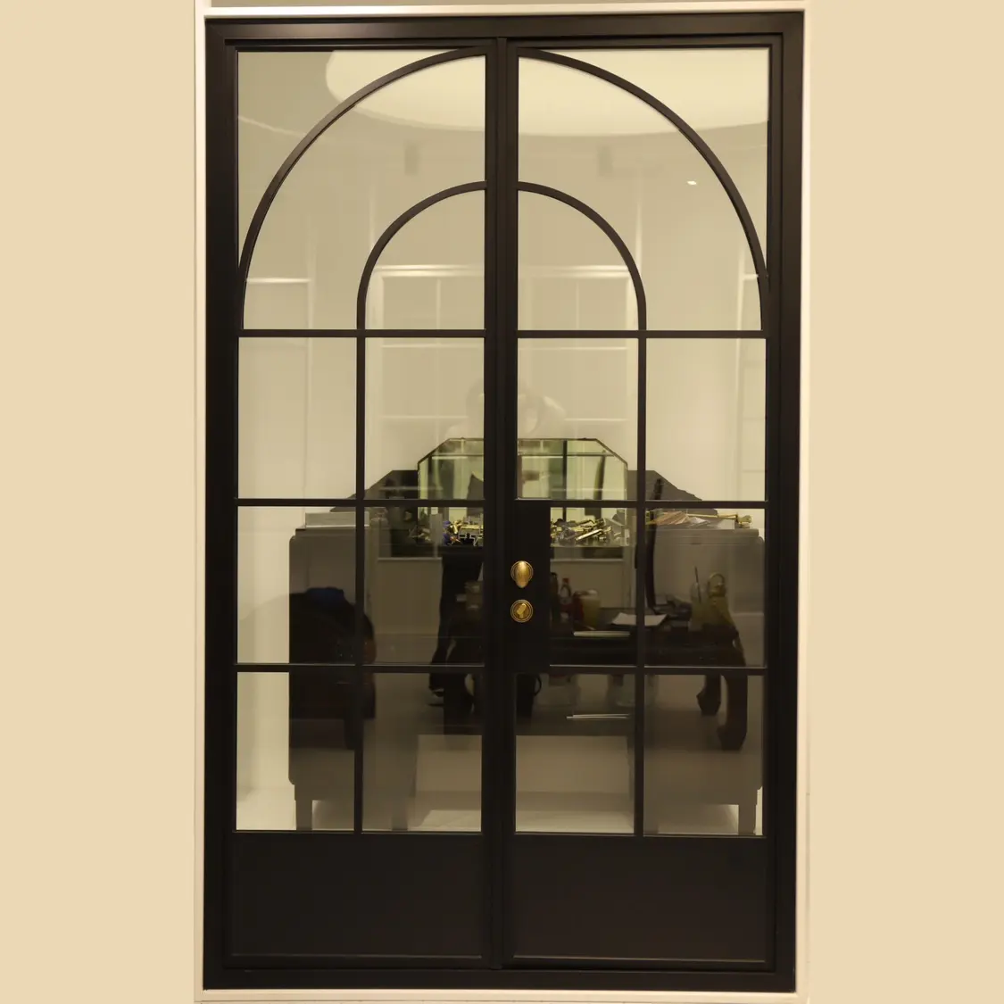 6 'by 8' eksterior pintu depan panel ganda pintu besi berlian hitam
