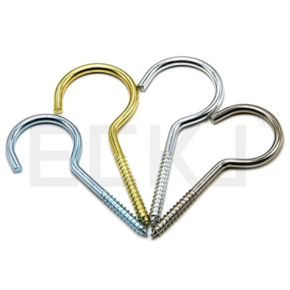 Vis crochets oculaire en métal plaqué Zinc, 250 pièces, crochet à vis ouverte, filetage en acier au carbone