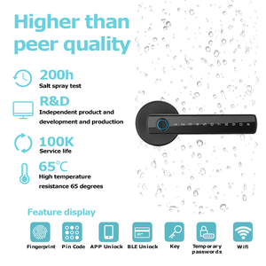 Qunn Keyless <strong>Entry</strong> Smart Handle Latch Electric Password Fingerprint <strong>Key</strong> Digital <strong>Lock</strong> for Wood Steel Door Tuya Smart Door <strong>Lock</strong>