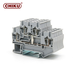 2入力2出力DINレール端子台4接点ダブルレベルスプリングケージ端子台 - Product Image 3