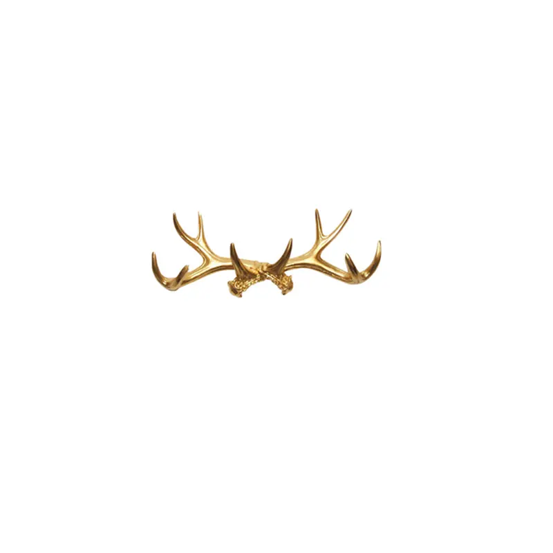 Resin Gold deer antler 3D wall mount key hook coat hanger jewelry organizer decoration