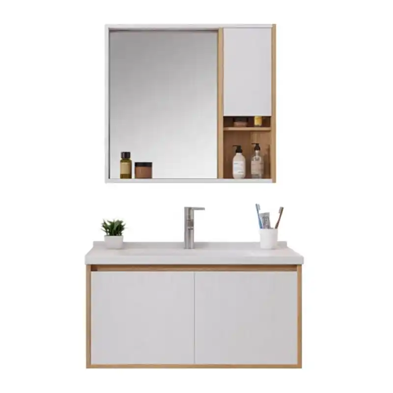 Kabinet kamar mandi mewah PVC, kabinet kamar mandi Modern Eropa dengan wastafel modern