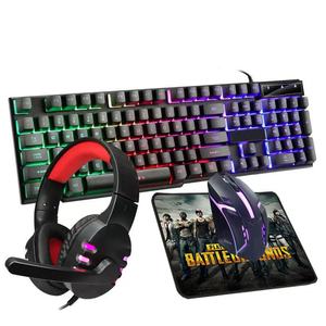 New 4 in 1 Portable Wired Gaming <strong>Keyboard</strong> and <strong>Mouse</strong> Mousepad Headphone 4 in 1 <strong>Combos</strong> LED Light Gaming Set for <strong>Computer</strong> - Product Image 2