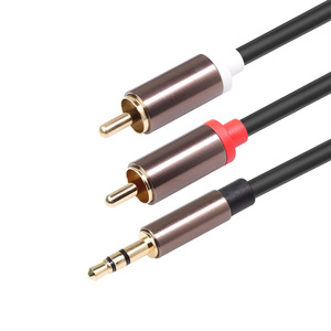 用于计算机扬声器放大器的3.5毫米插孔至2RCA AUX立体声适配器音频电缆