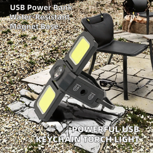 Siêu Mạnh Mẽ 500MAh IP55 Không Thấm Nước LED COB Đèn Pin Đa Chức Năng Hợp Kim Nhôm Móc Chìa Khóa Torch USB Có Thể Sạc Lại Nam Châm - Product Image 3