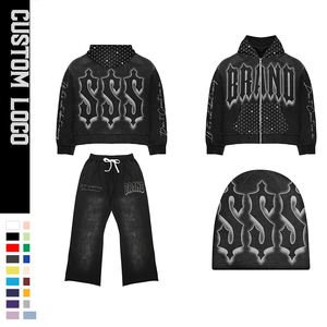 Op Maat Gemaakte Tweedelige Joggingbroek Joggingbroek Joggingbroek Trainingspak Vintage Dtf Geprint Flare Gestapeld Casual Hoodies Geborduurd Gemaakt - Product Image 1