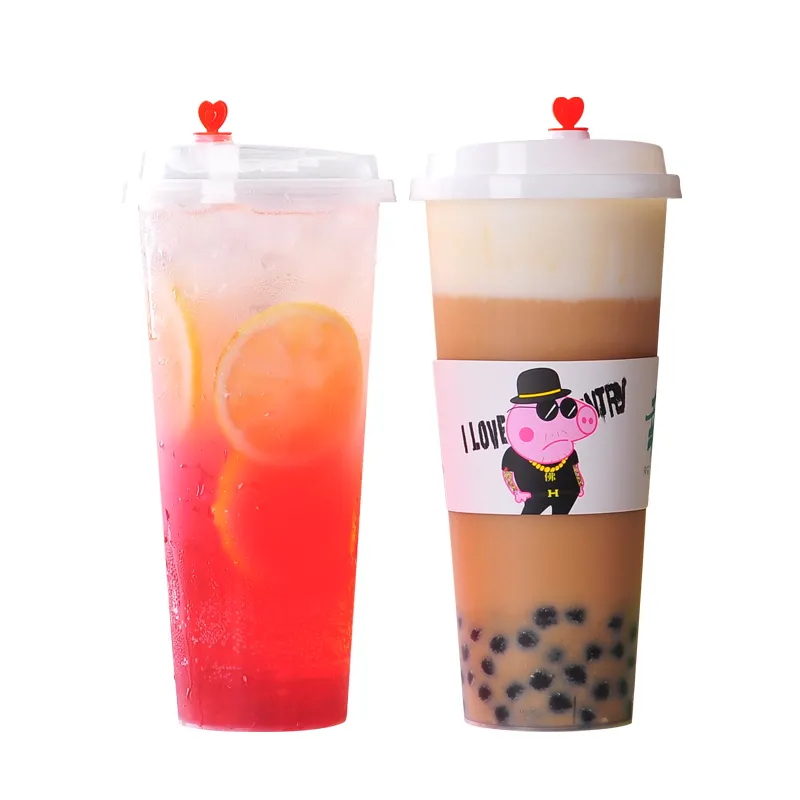 Professional Ice Cream Sundae Glass Iced Coffee Bubble Boba Plastic Cups Lids Pet Milk Tea Lid With Ce Certificate