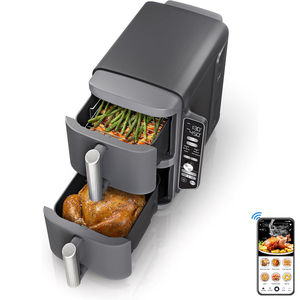 Çift hava fritöz gıda sınıfı hava fritöz Liner çift yığın XL BPA ücretsiz yapışmaz ve bulaşık makinesinde yıkanabilir