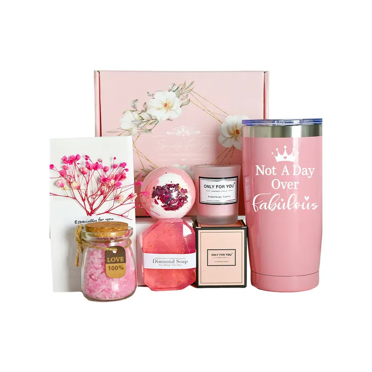 Venta al por mayor Mujeres Set de regalo de lujo 20 oz Tumbler Ladies Spa Self Care Gift Box Set para Navidad