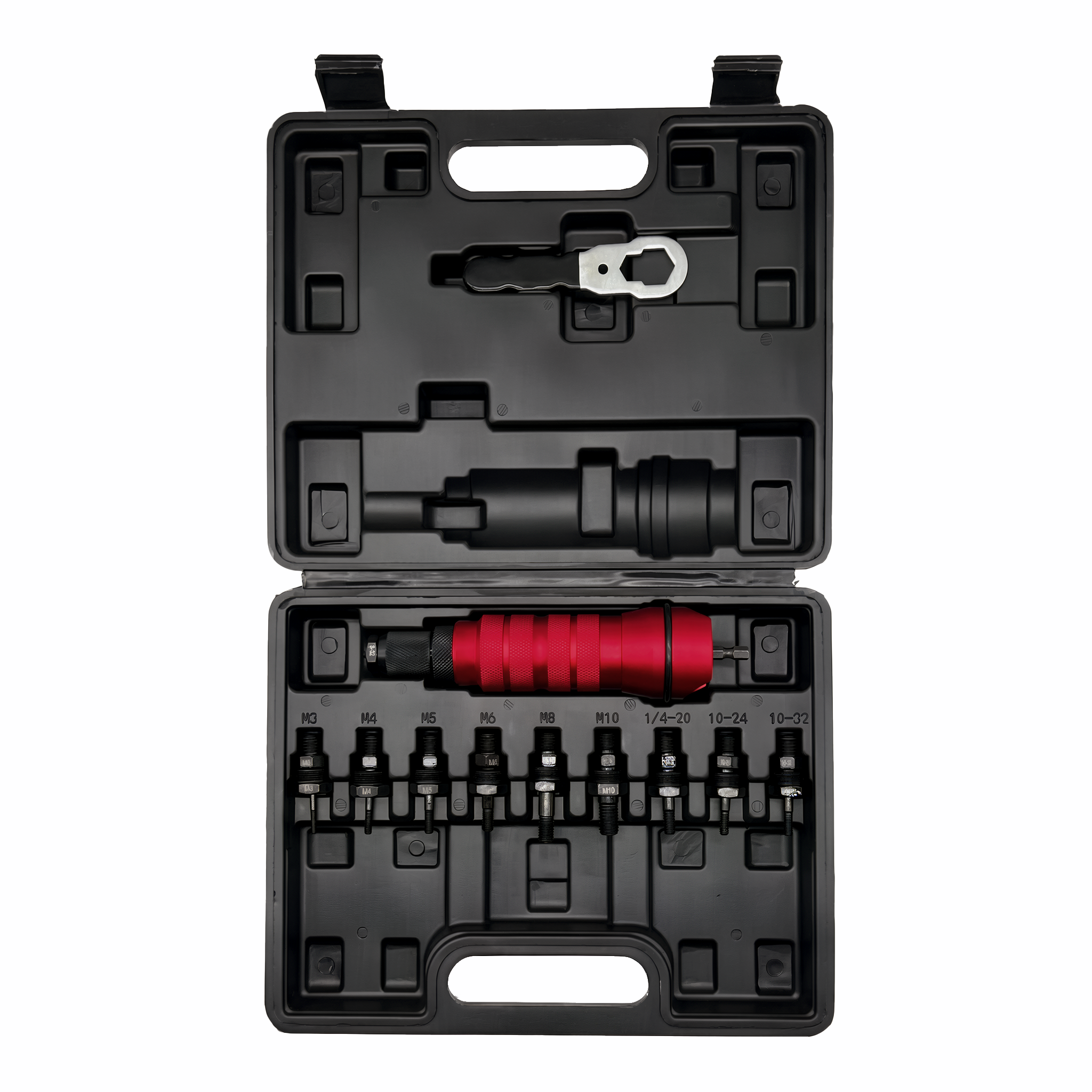Adaptador para atornillador de tuercas eléctrico, juego rojo (10 accesorios)