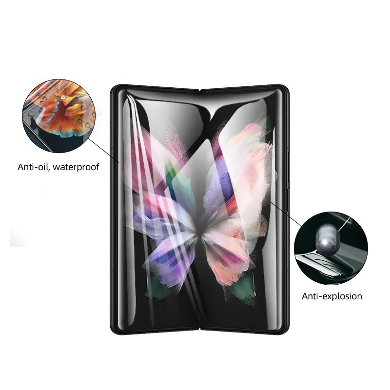 JJT Screen Protector for Samsung Galaxy Z Fold 2 5G 3 in 1 3 pcs Hydrogel Film Soft Screen Protector